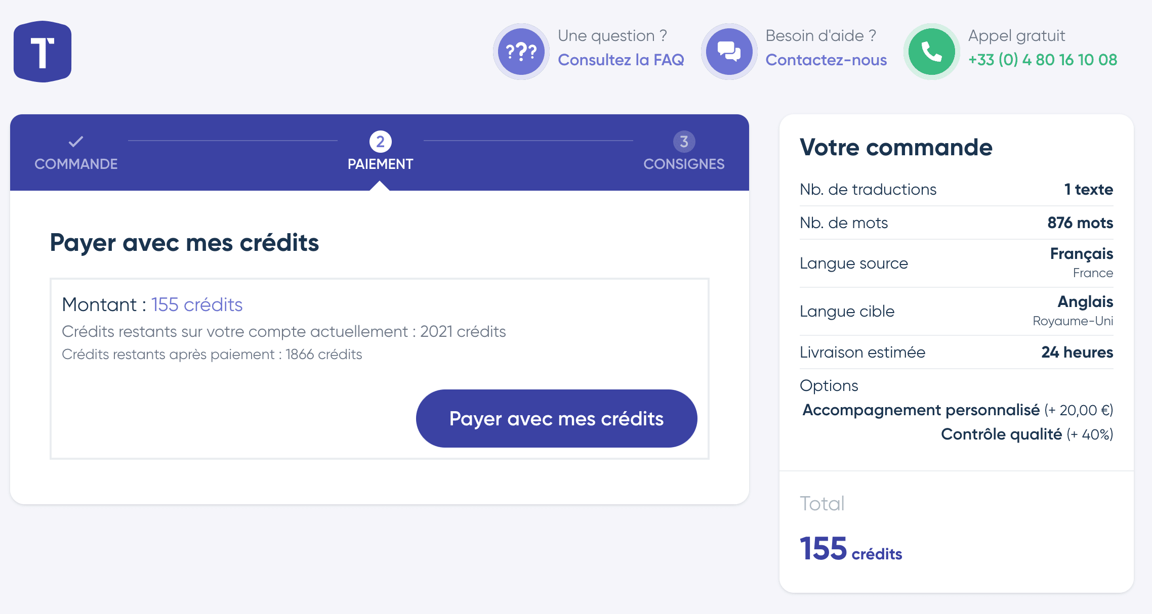 Payer en crédits