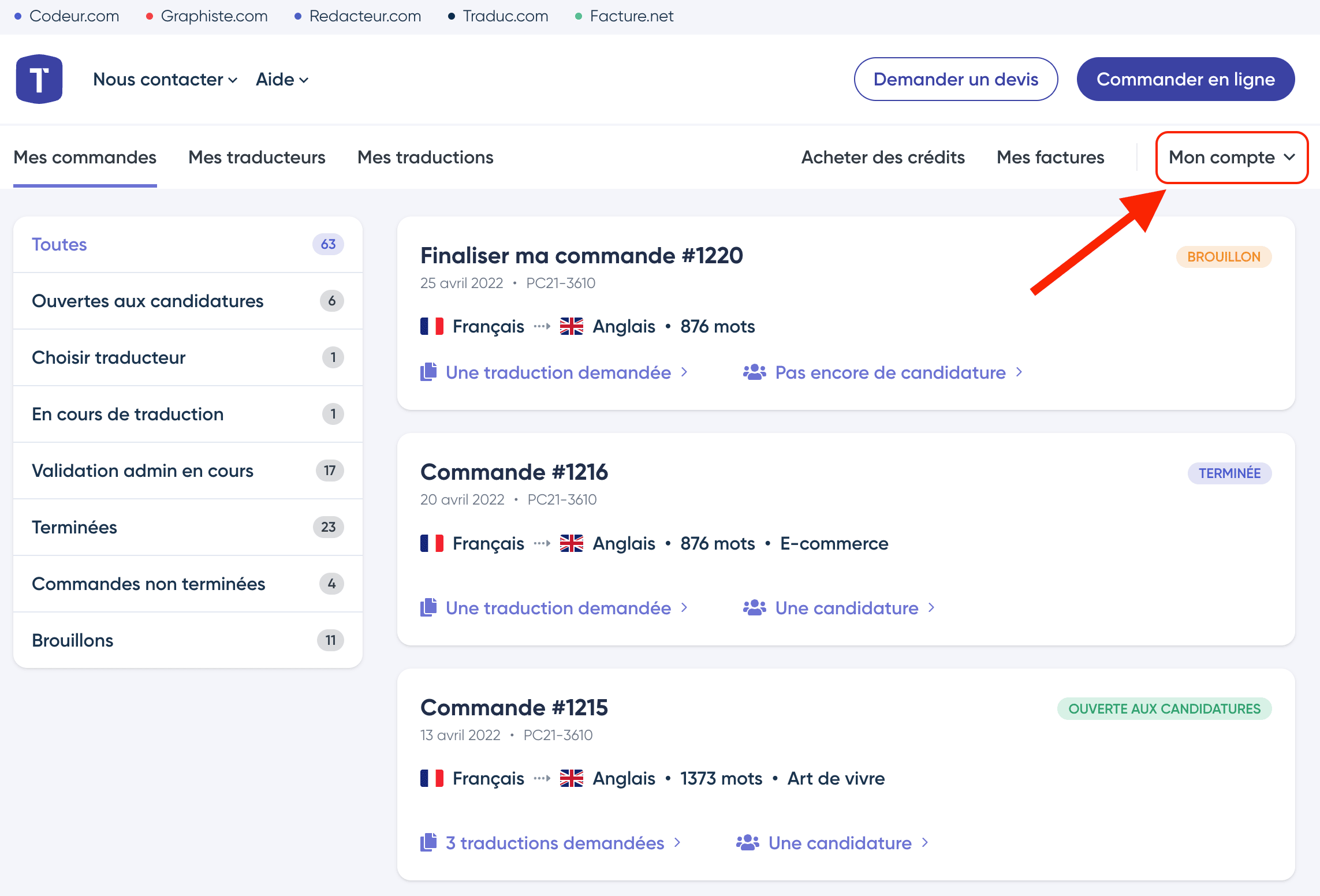Accès à mon compte