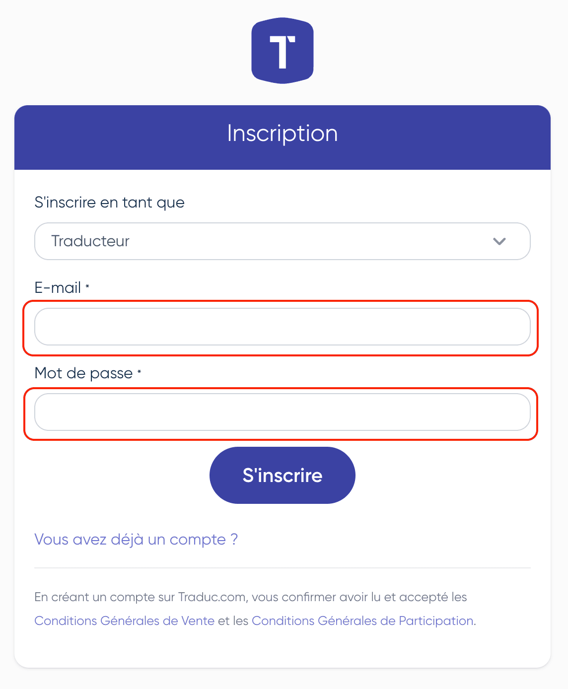 Resneignez email et mot de passe