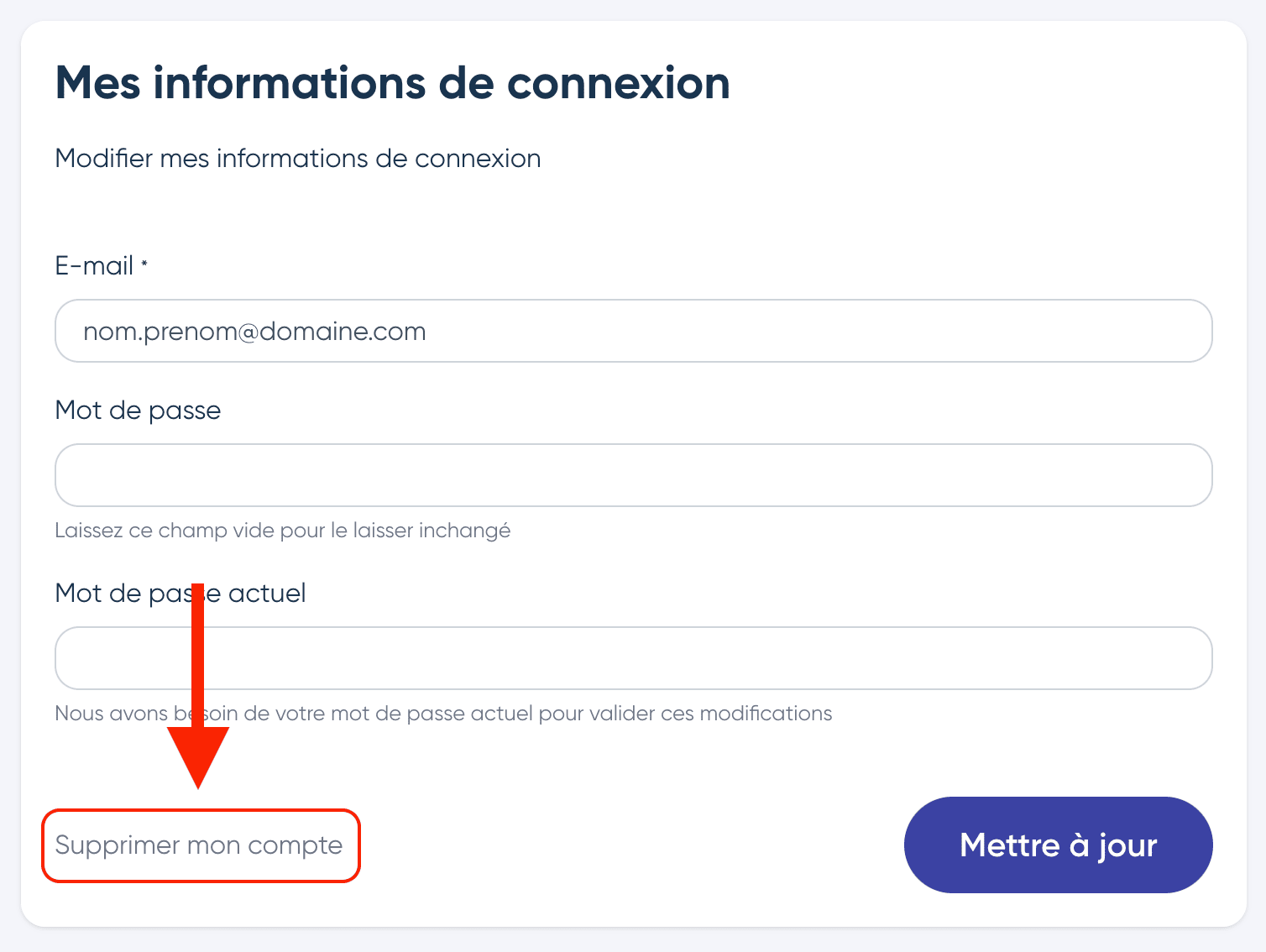 Supprimer mon compte