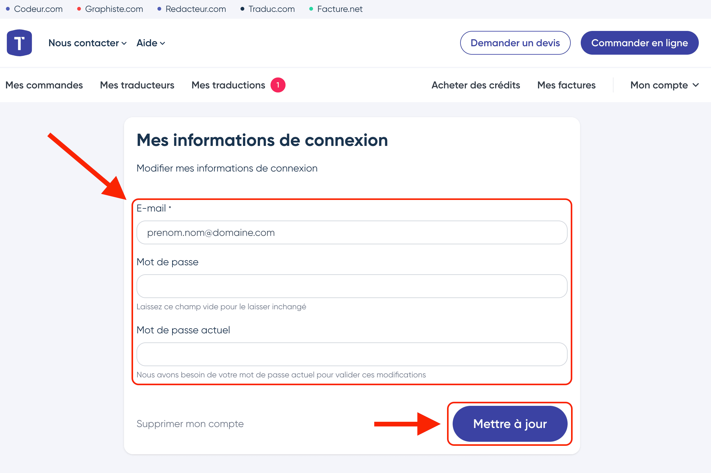 Modifier le mot de passe