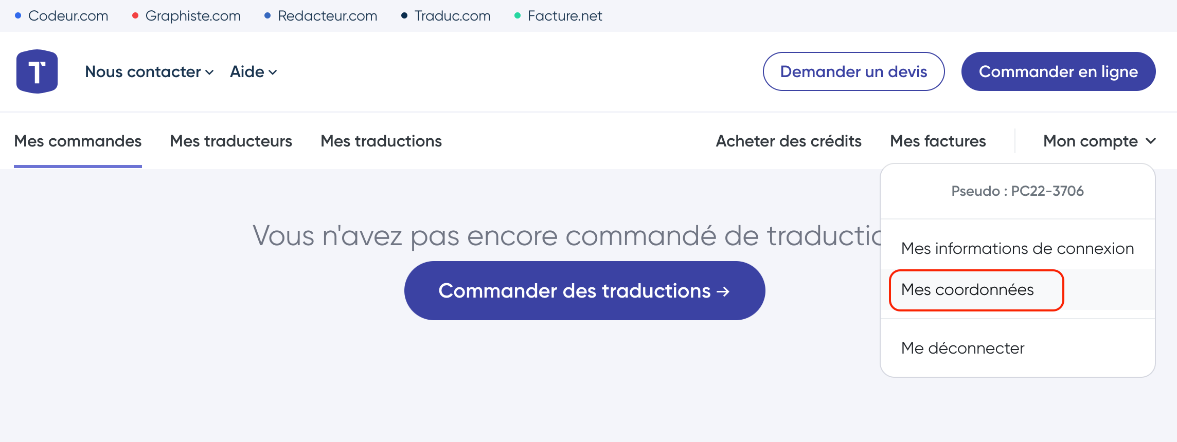 Accès à mes coordonnées