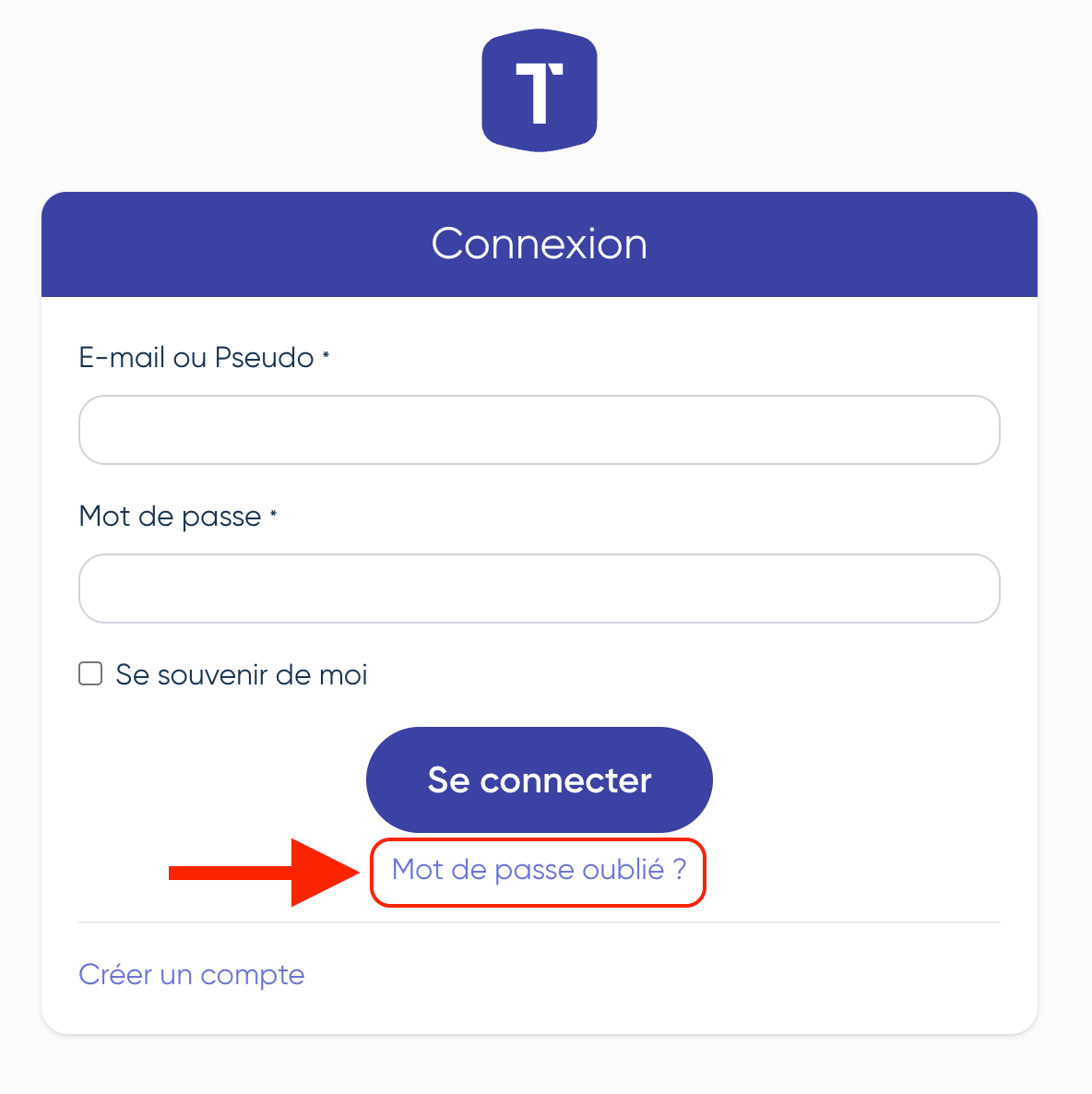 Mot de passe oublié