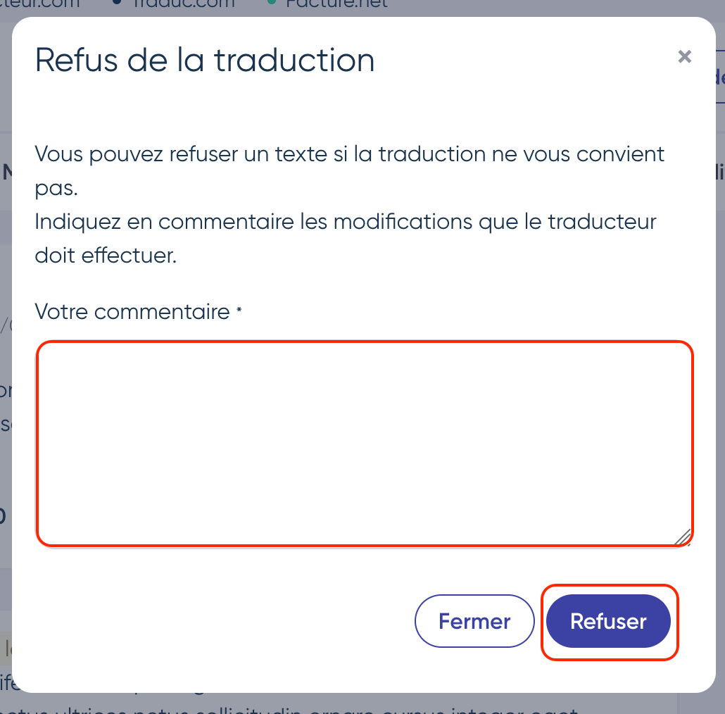 Refuser la traduction