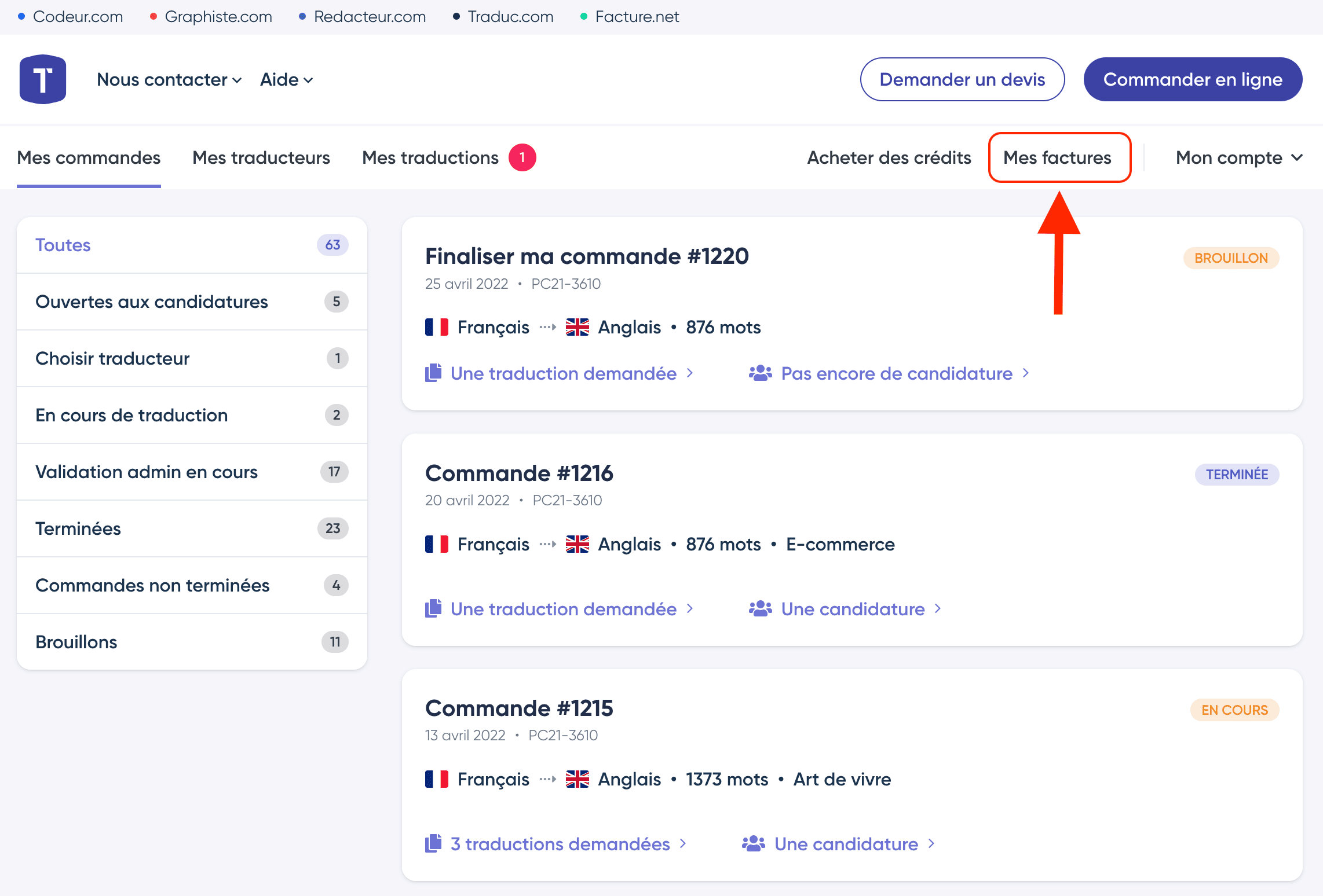 Accès à mes factures