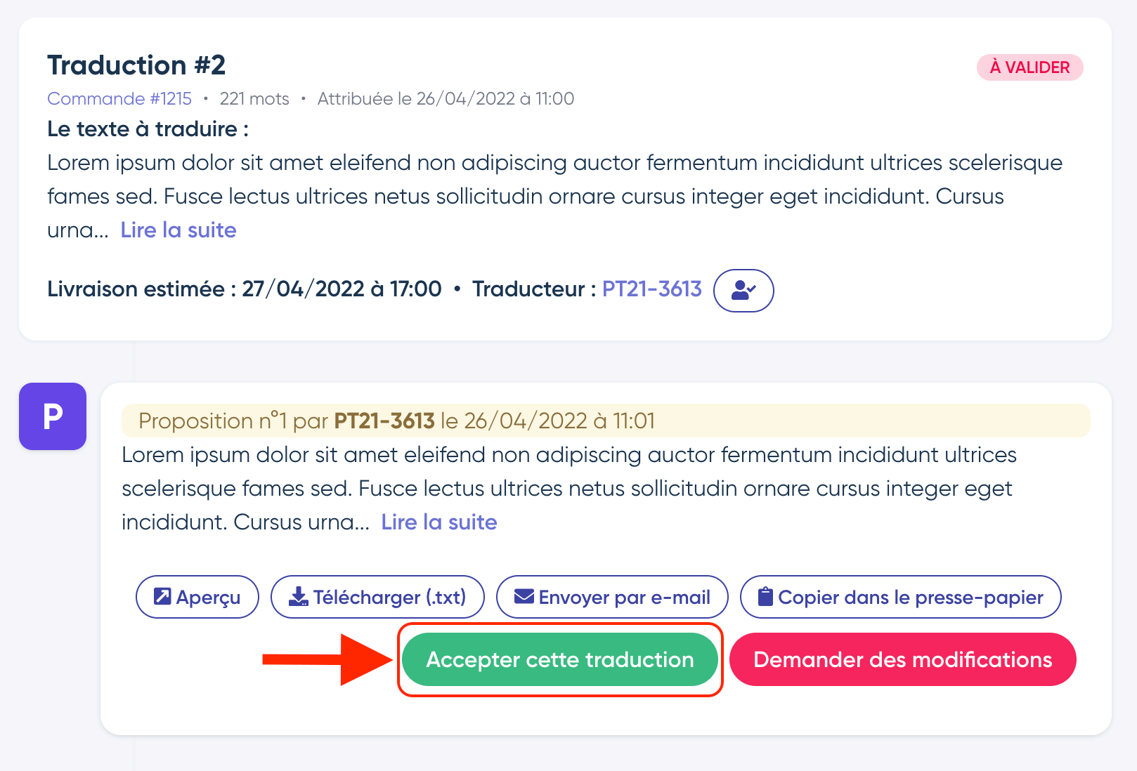 Accepter cette traduction