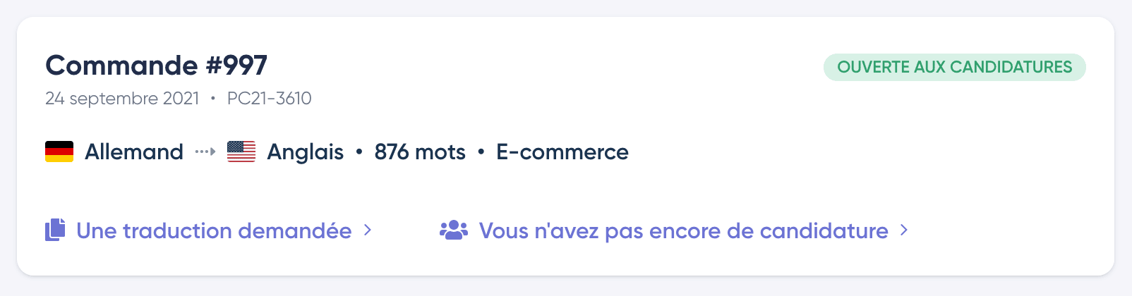 Commande ouverte aux candidatures