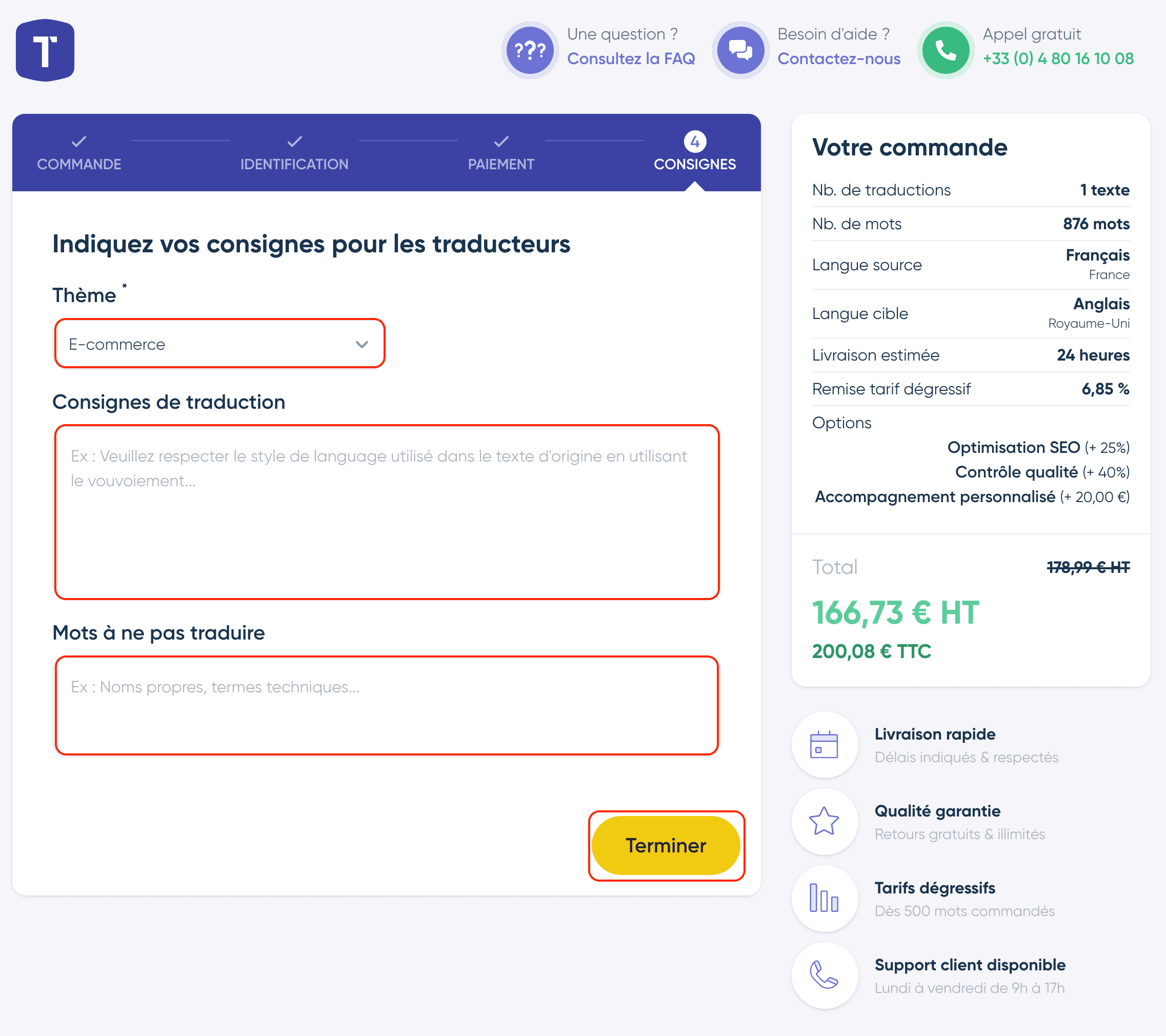Consignes pour le traducteur